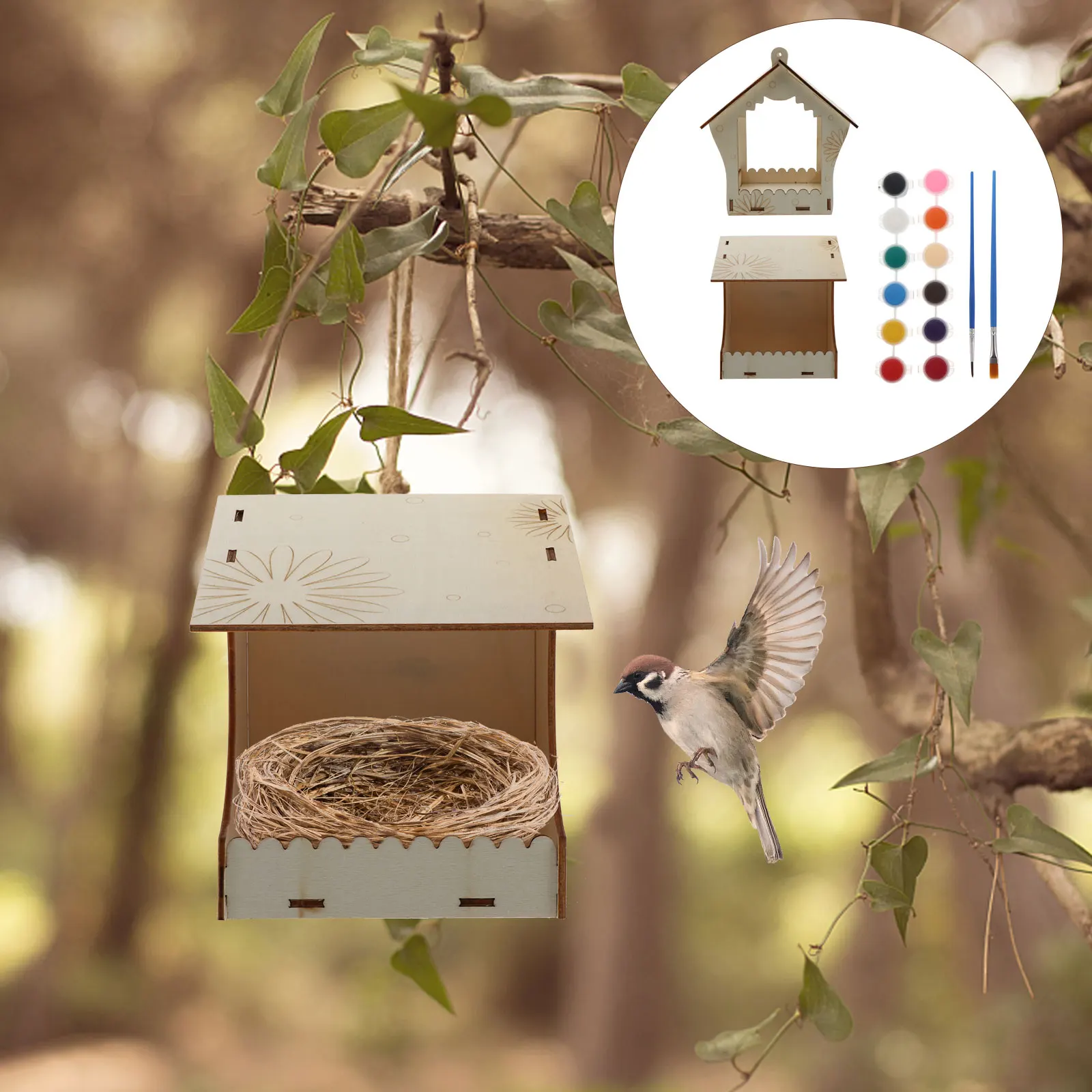 

Wooden Bird Feeder Feeding Dispenser Animal Tool Delicate Birds Feeders for Outdoors