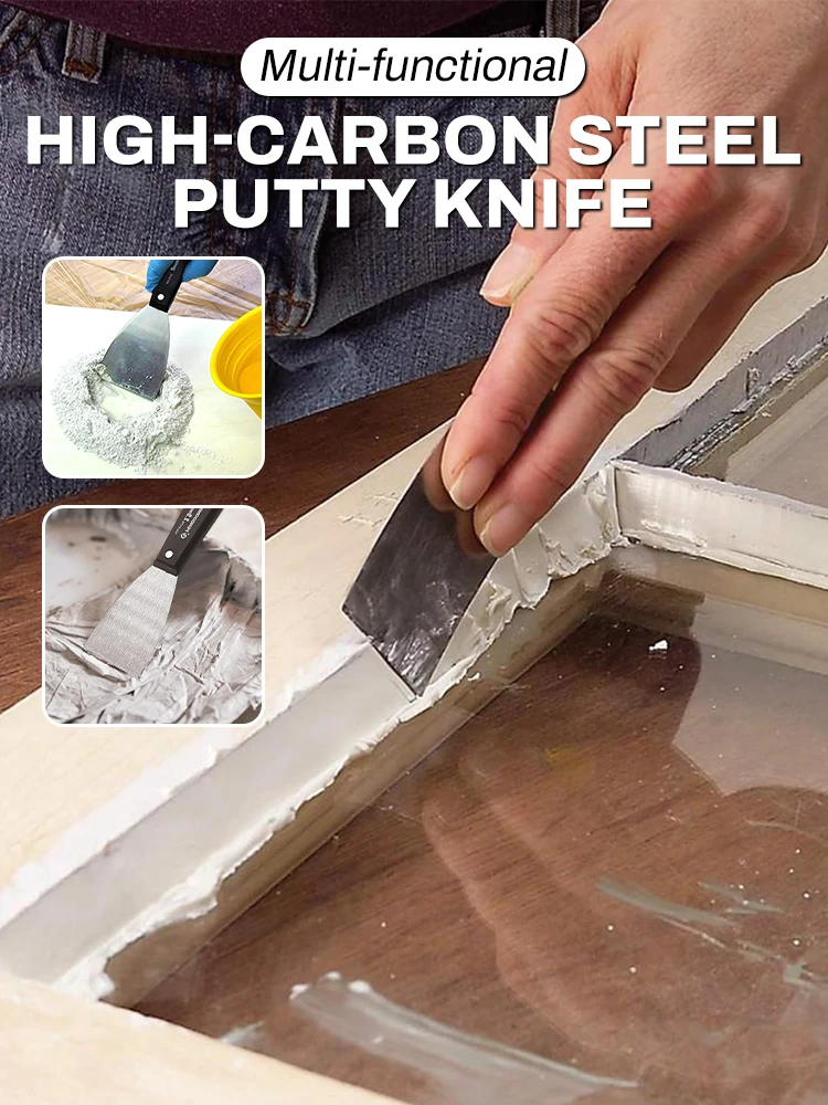 7 STKS Koolstofstaal Plamuurmessen Set Flex Gipsplaten Mes Verfschraper Kit 7 Maten Zachte Handgreep Canvas Opbergtas Inbegrepen