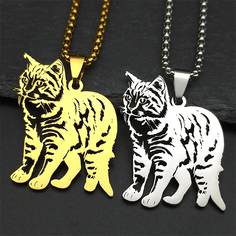 Kawaii Ragdoll Cat Pendant Necklace For Women Men Stainless Steel Gold Silver Color Lovely Pet Kitty Chain Jewelry Gifts view 3
