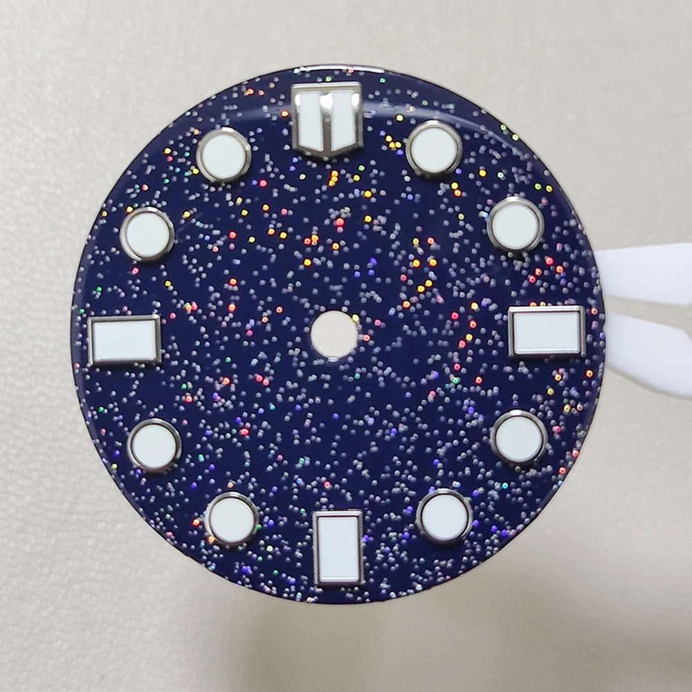 custom logo 28.5mm dial sterile dial blue starry sky dial nh35 nh36 dial blue luminescence fit nh35 nh36 movement