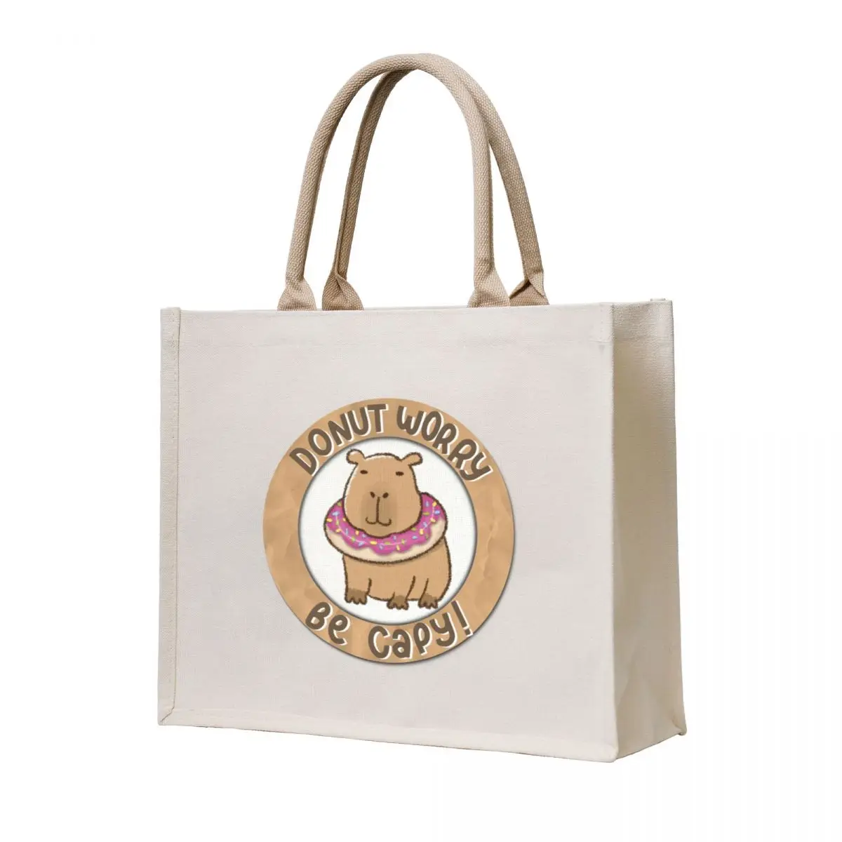 

“Donut Worry Be Capy” … Don’t worry be happy Tote Bag female bag shopping bag Large bags for women