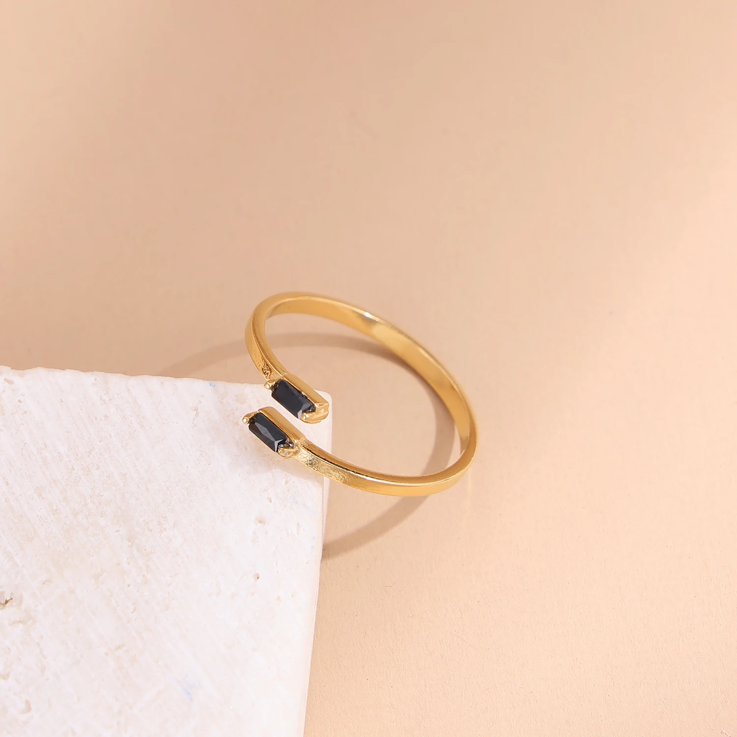 CARLIDANA Stainless Steel Colorful Square Zircon Ring for Woman Gold Color Simple Style Open Ring Fashion Jewelry Dropshipping