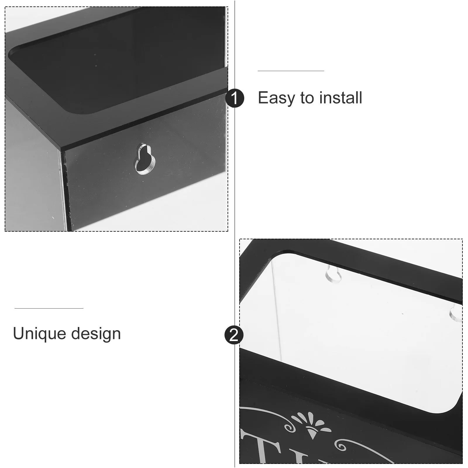 Acrylic Suggestion Box Clear Black Rectangular Tip Jar Cash Raffle Donation Money Collection Office Desk Accessories