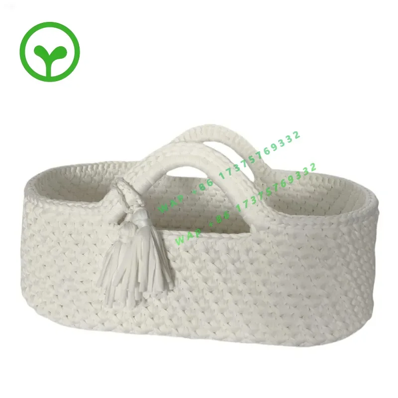 Hand Crocheted Single Layer Mos  Cradle Cotton Rope Woven Crib Cloth Strips Woven Newborn Cradle