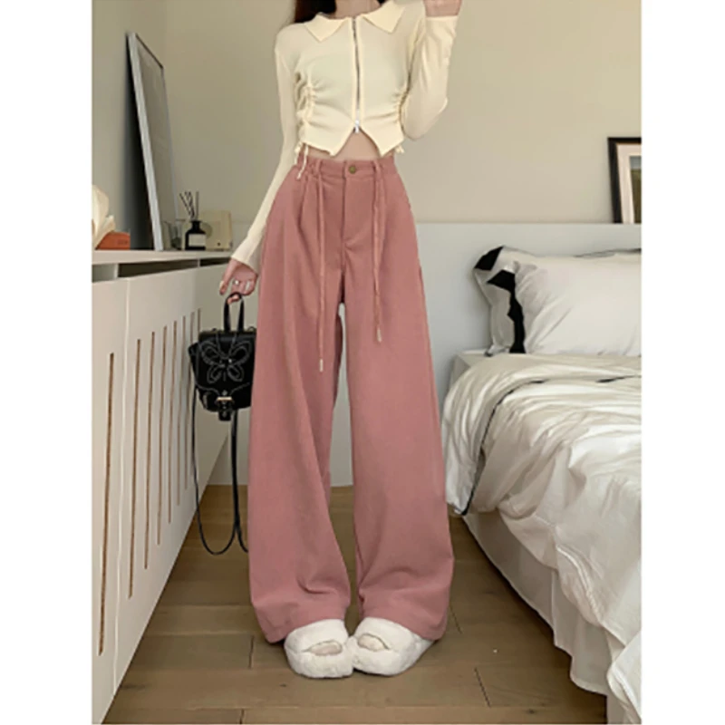 Casual Pants Women Dragging Straight Pants Autumn and Winter New High-waisted Loose Versatile Wide Legged Pants Female