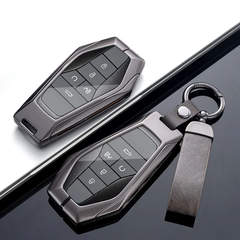 

Zinc Alloy Leather Car Key Case For HYCAN 007 Z03 V09 A06 Remote Protection Cover Bag Shell Keychain Holder Fob Auto Accessories