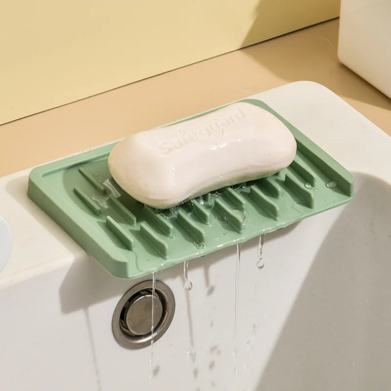 1pc Soap Dish, Silicone Drain Soap Tray, Self Draining Soap Holder,Non-slip And Minimalist Soap Storage Rack