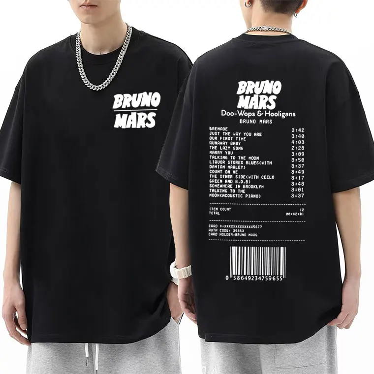 

Bruno Mars Doo Wops Hooligans T-shirts Men Women Fashion Vintage Oversized T-shirt Male Summer 100% Cotton T Shirt Short Sleeve