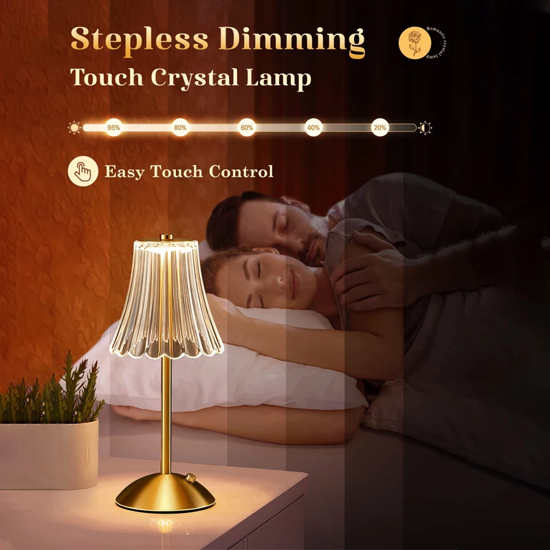 4/2/1Pcs LED Rechargeable Table Lamps Restaurant Decor Light Touch Dimming Desk Lamp Portable Cordless Night Light Bedside Lamp