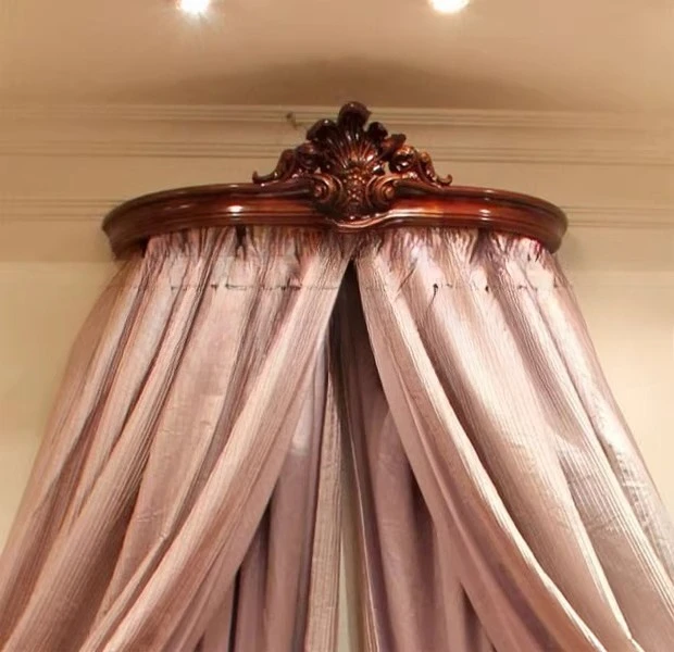 American bed mantle frame European antique all-solid wood hand-carved bed crown French court princess decorative bed mantle curt