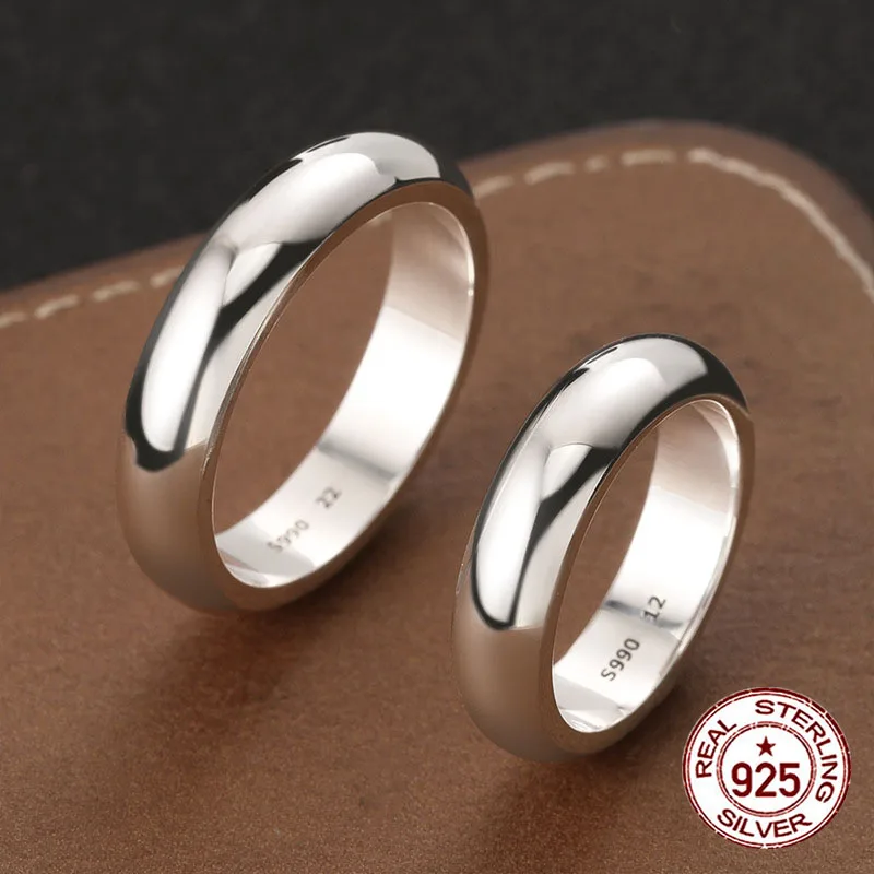 S999 sterling silver ring with trendy punk glossy letters and simple opening design  Couple's versatile and personalized jewelry
