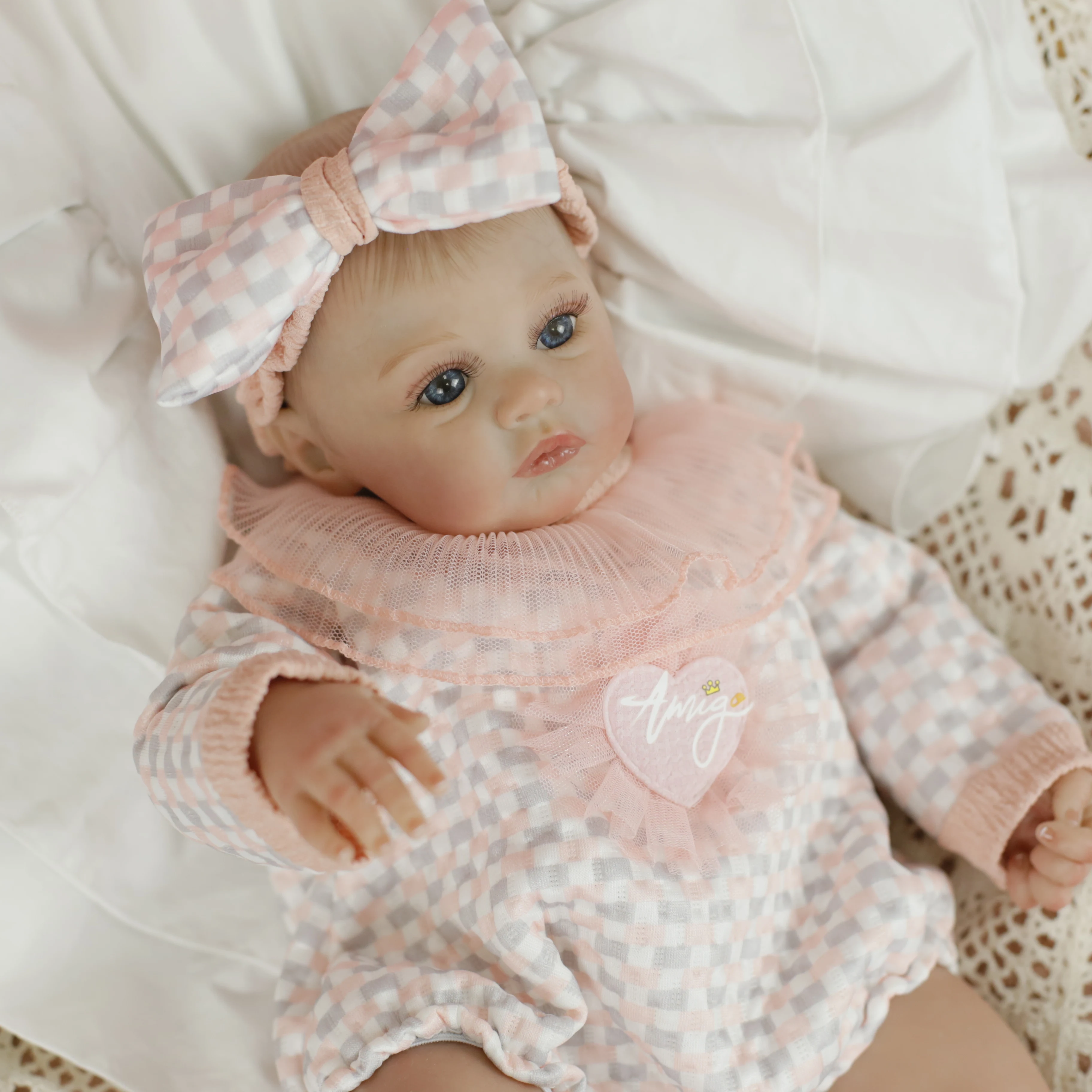 18インチ リボーンドール フルビニールボディ 女の子 メドウ 新生児 手作り 3Dスキン 可視血管 コレクターズアートドール クリスマスプレゼント