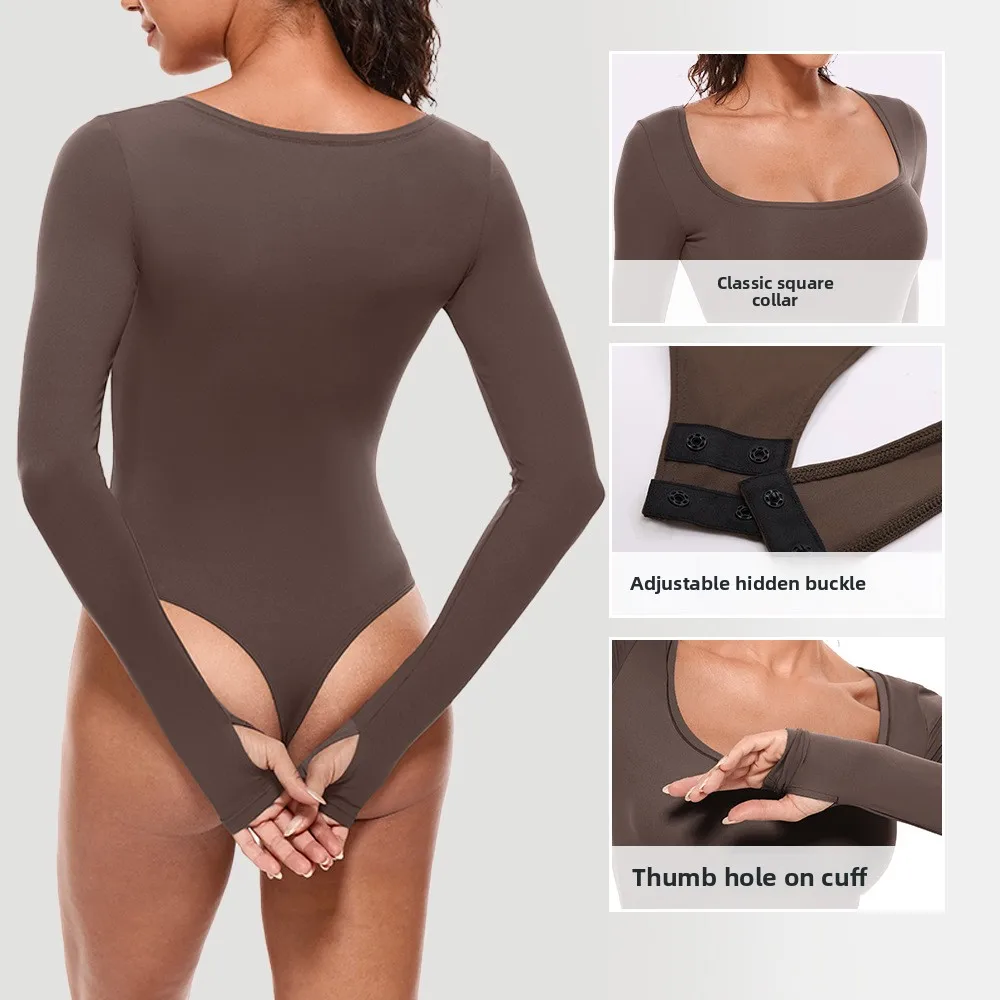 Kombinezon do jogi damski 2026, długi rękaw, jednoczęściowy, obcisły strój fitness