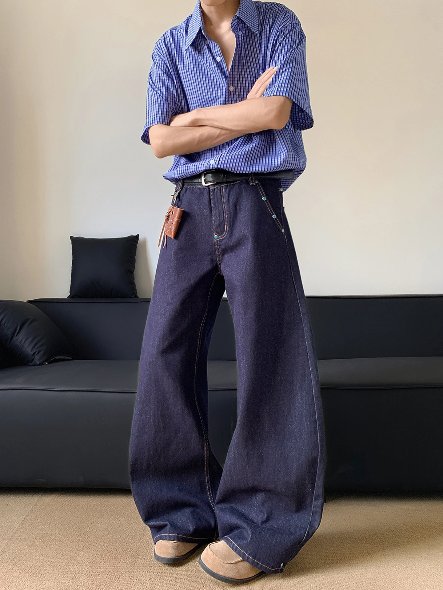 

Loose Wide Leg Men's Jeans CleanFit American Retro Shape Cool Casual Knife Pants Youth Summer Straight Leg Jeans