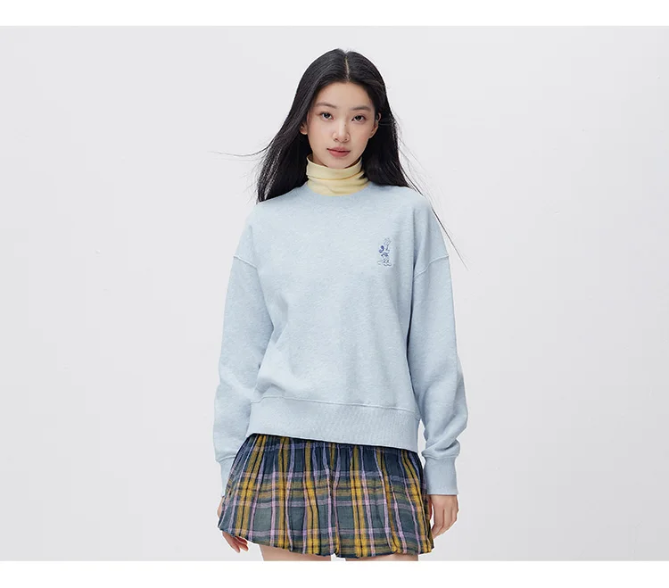 Semir Oversize Hoodie Women Spring Embroidered Split Basic Layer Trendy Pullover Casual Loose Comfortable Stylish Top