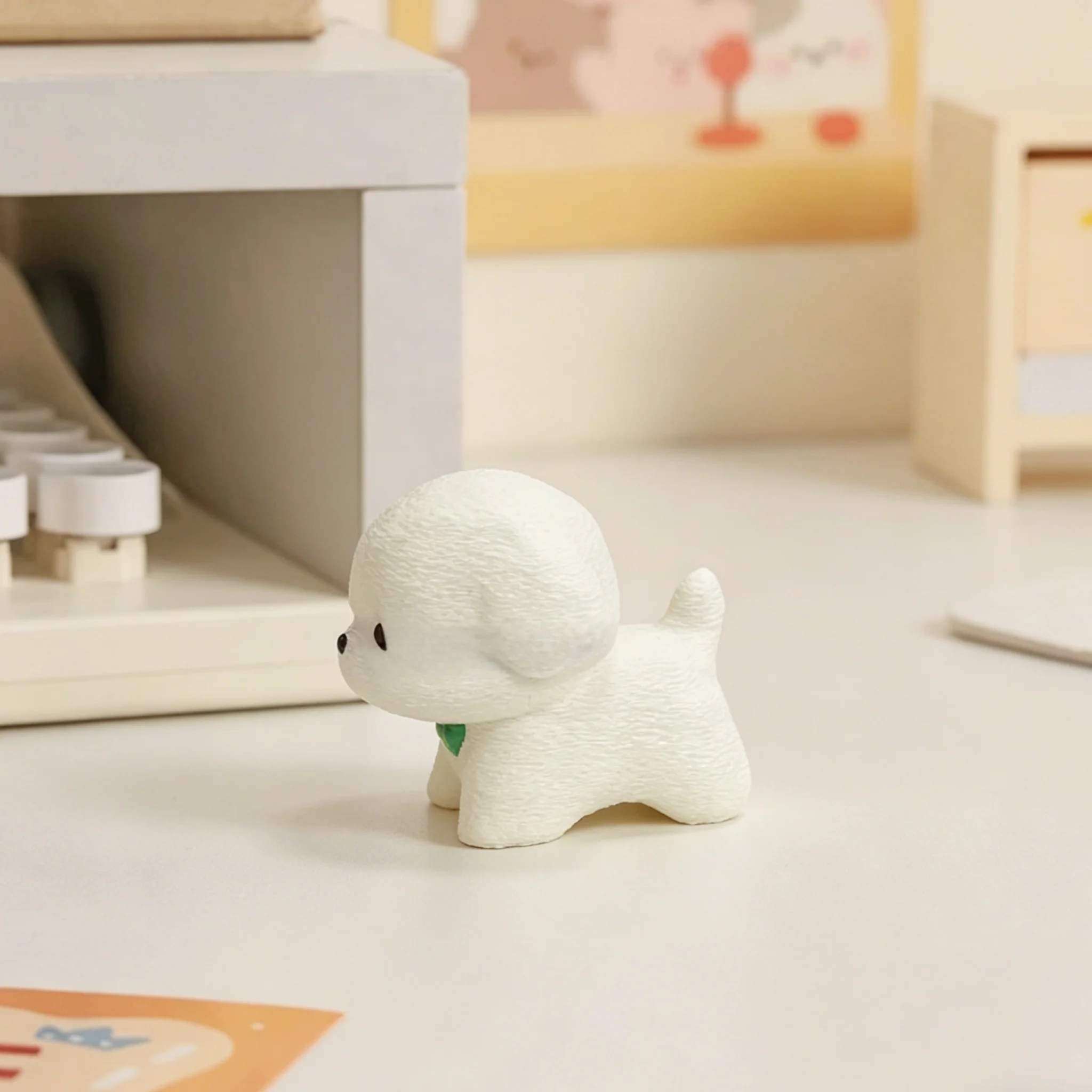 Cute Bichon Frise Figurine, Fluffy White Dog Statue, Miniature Puppy Sculpture for Desk & Shelf Decor, Great Gift for Dog Lovers