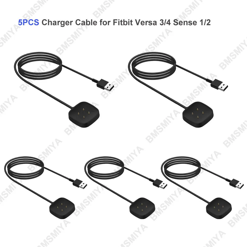 

5PCS 100cm Replacement USB Charging Cable for Fitbit Sense 2 1 Cord Dock Charge Wire Compatible with Fitbit Versa 3/4 Charger