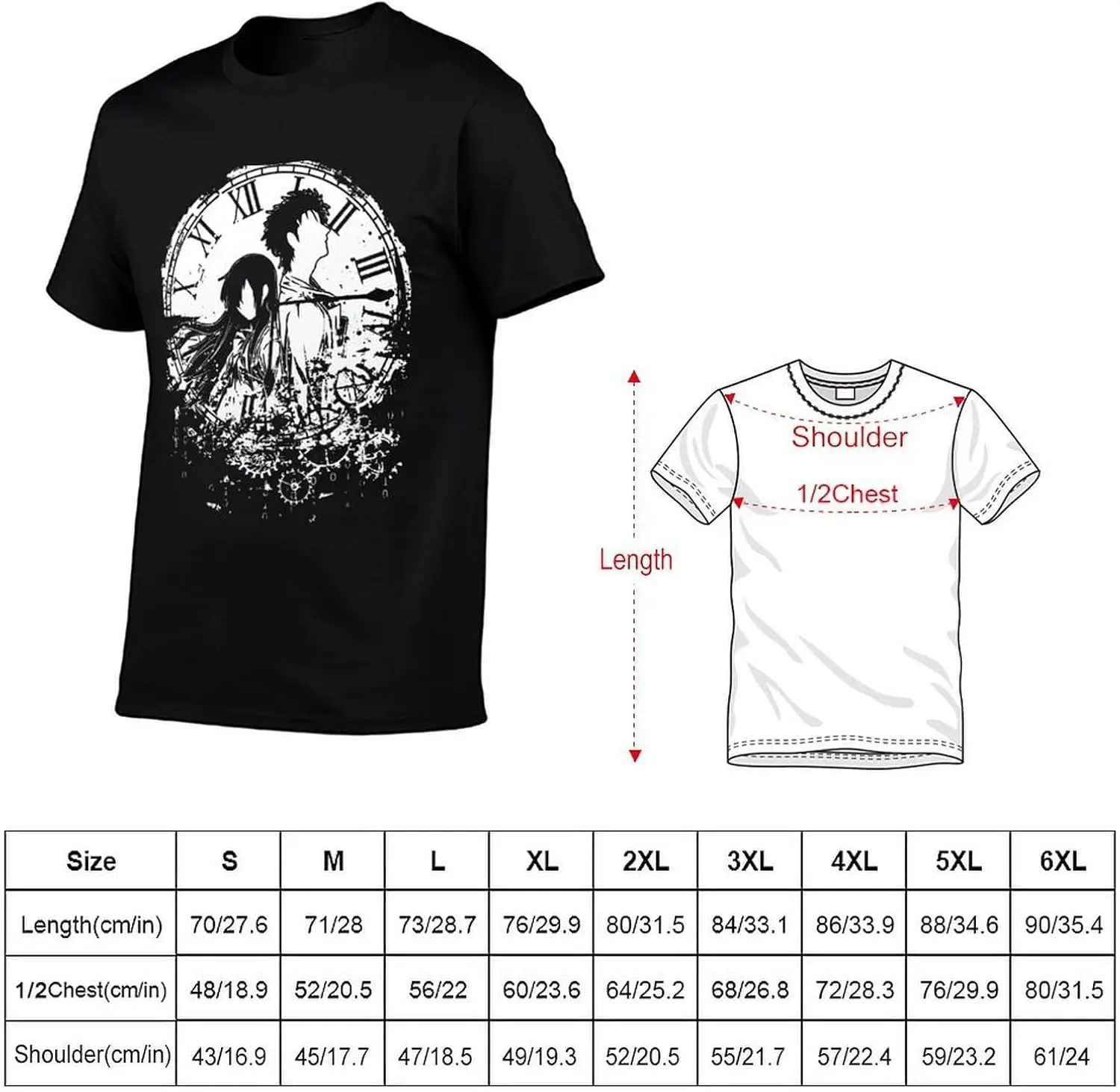 Anime Steins Gate T Shirt Mens Summer Print Round Neck Tee Classic Short Sleeve T-Shirts