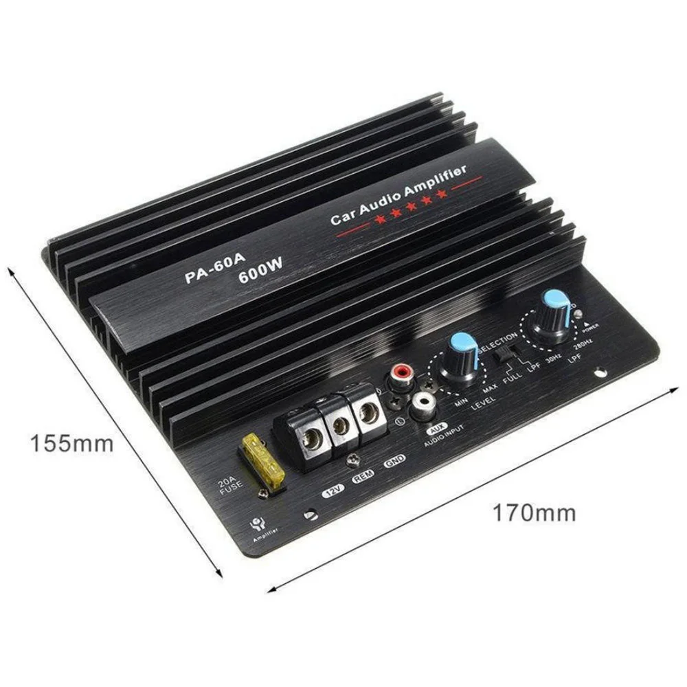 Car Power Amplifier 600W Car Audio Amplifier 12VMono Channel High Power Car Amplifier Board Bass Lossless Module Sound Subwoofer