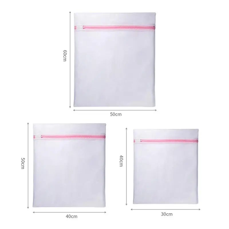 3pcs/set Coarse Net Zippered Laundry Wash Bags Dirty Clothes Lingerie Cleaning Organizer Pouch Washing Machine Mesh Laundry Bag