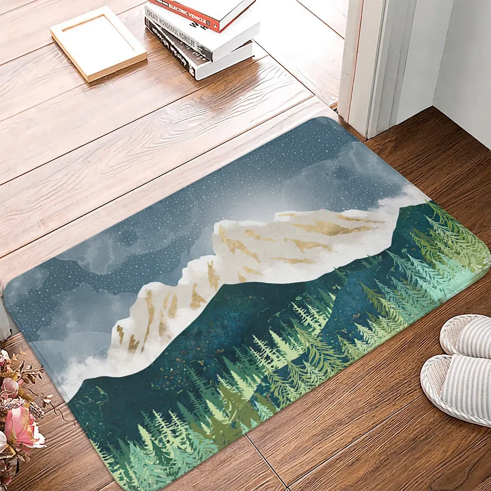 

Противоскользящий напольный коврик с изображением гор пик деревьев