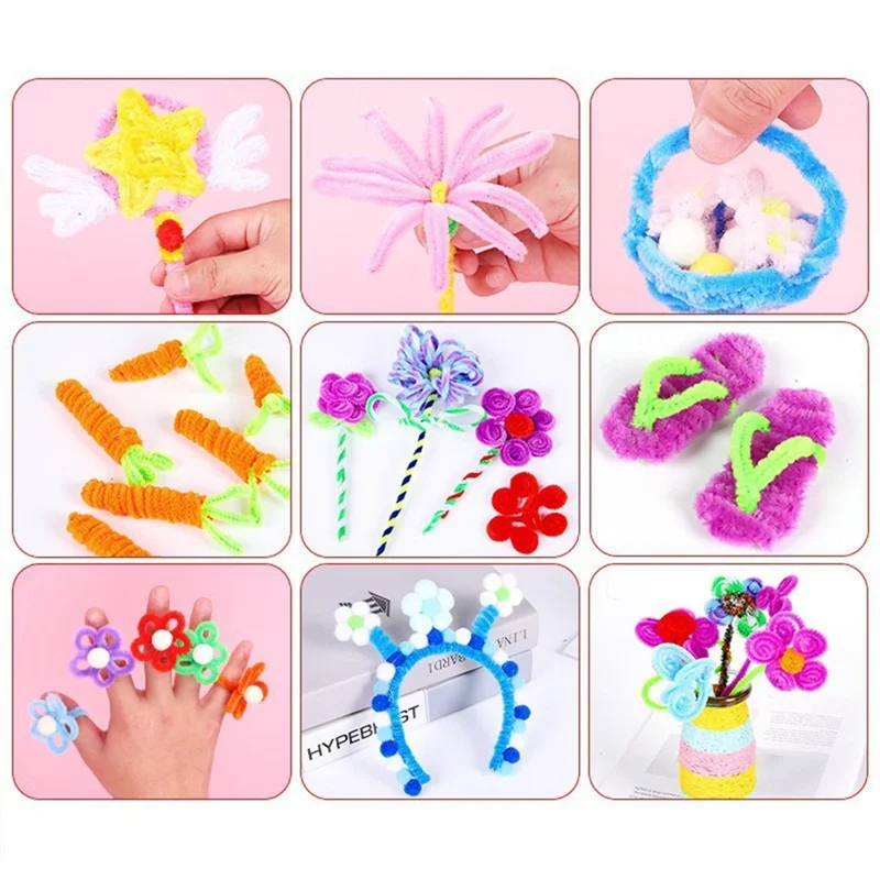 ABJI-Colorful Pipeline Cleaner Toy Handmade DIY Twist Stick Educational Twist Stick Color Hair Root Tops
