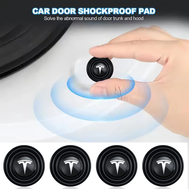 Image of 4 Stück Autotür-Anti-Schock-Pads, Geräuschdämpfende Pufferdichtungen für den Autoinnenraum, passend für Tesla Model 3 Y Cybertruck Juguete Roadster Coil Bonina