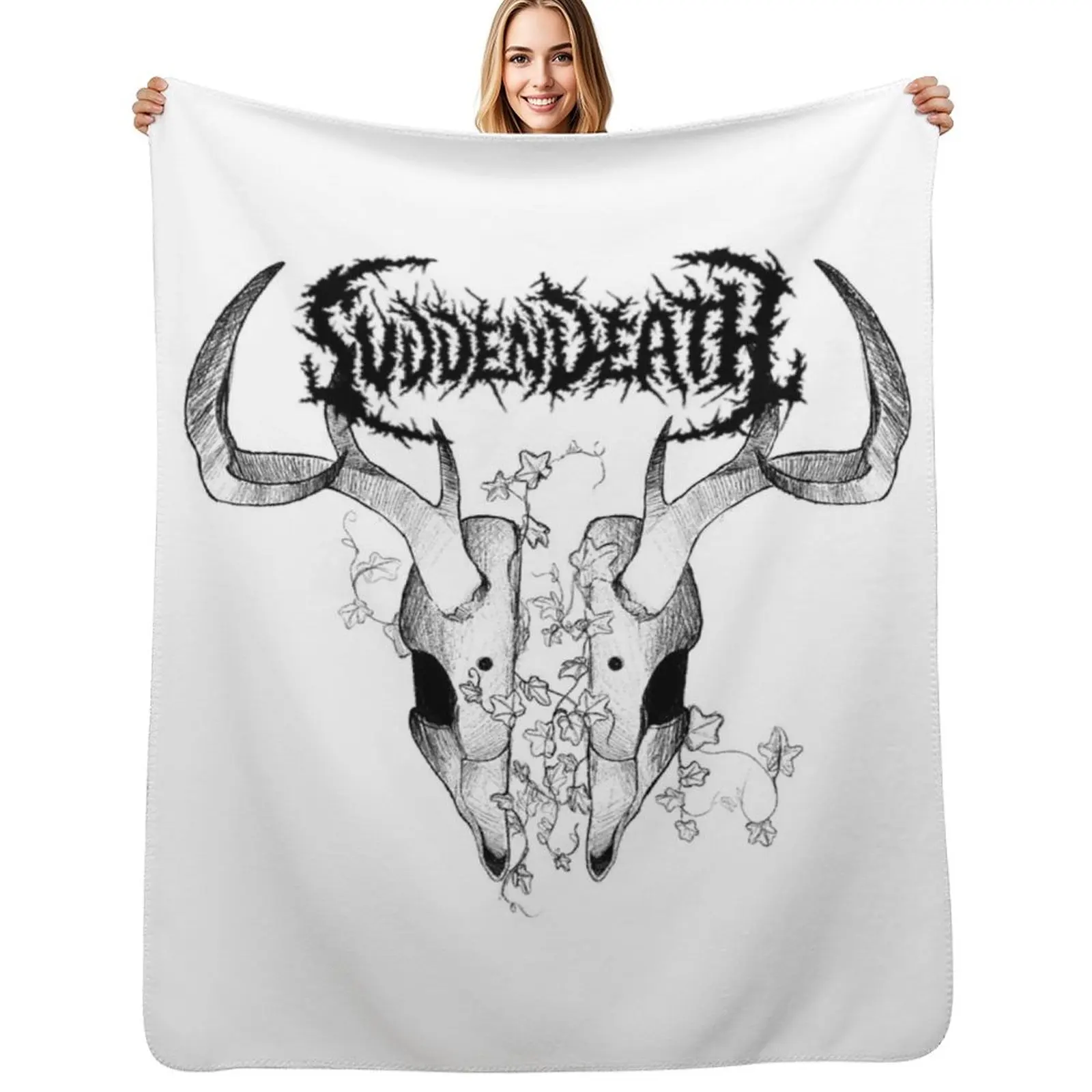 

svddendeath logo deer skull Throw Blanket Stylish Decor Blanket Gift for Friends Roommate
