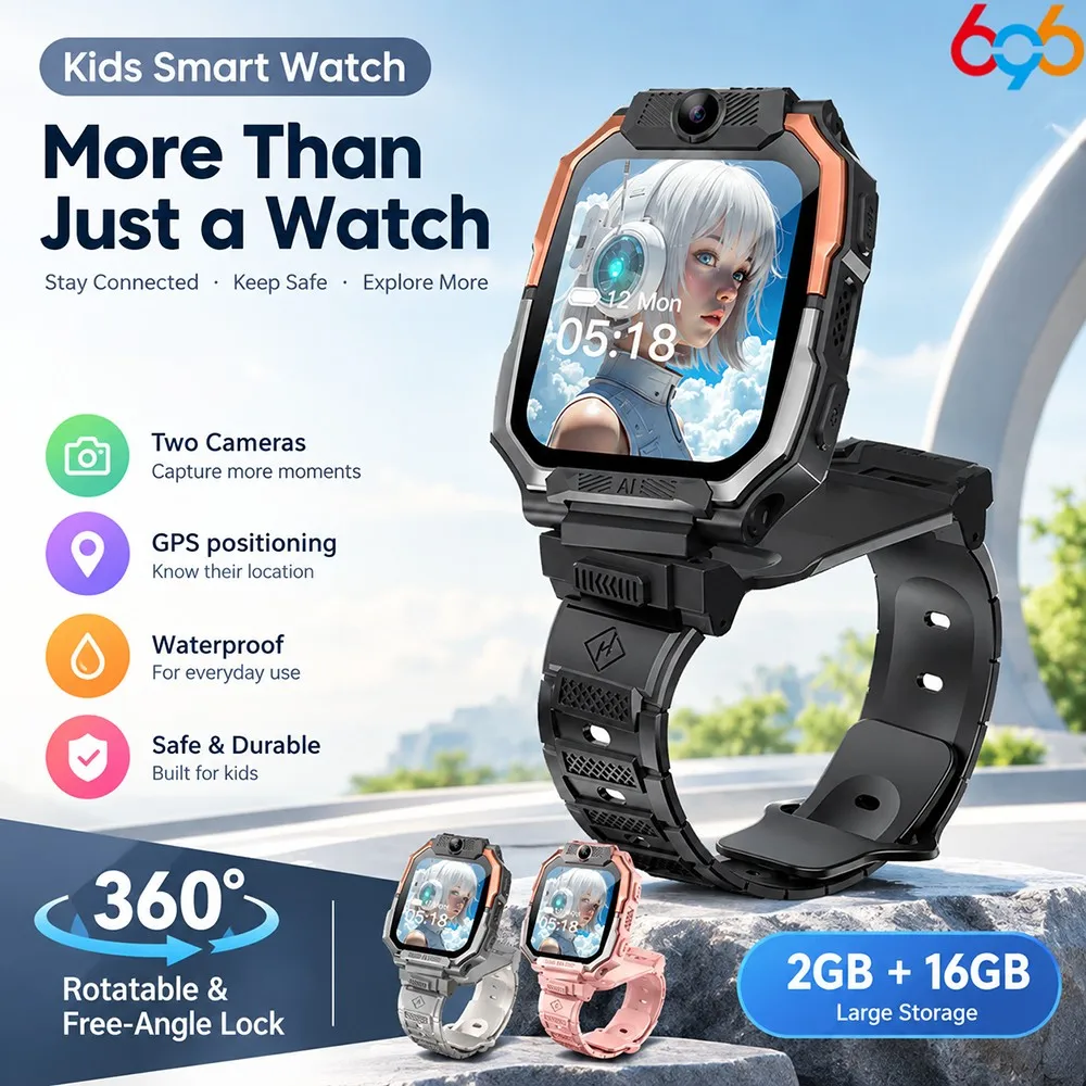 4G Children Smart Watch Waterproof SOS Alert WiFi Video Call Camera 2+16GB Memory GPS Positioning APP Install for Students