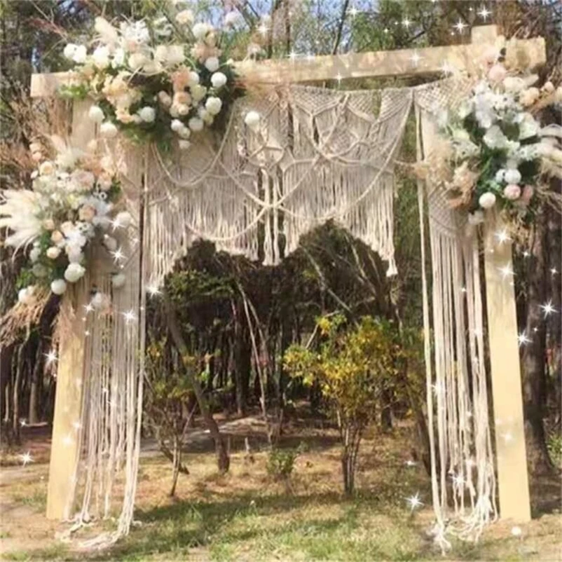 

250*250CM Cotton Macrame Wedding Tapestry Wedding Backdrop Taeprtry Curtain Bohemia Tassel Art Wall Hanging Tapestry Headboard