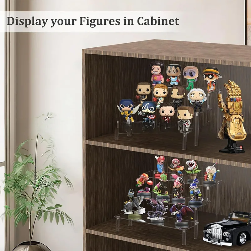 1-5 Tier Clear Acrylic Display Stand Vertical Storage Display Rack Perfume Cosmetics Doll Model Figures Ornament Organizer