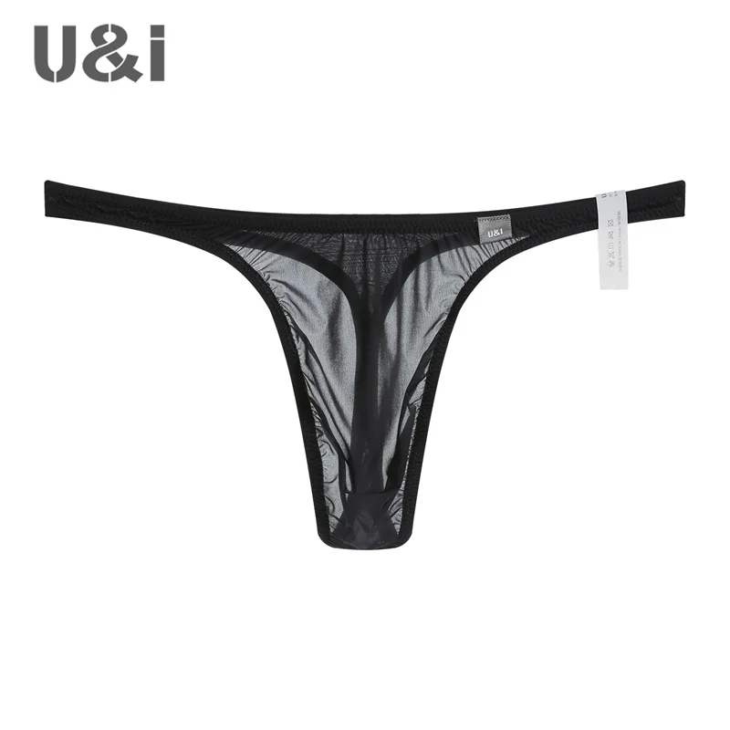 U＆I Sexy Thong Men\'s Ultra-thin 50g Transparent High Elasticity Breathable Nylon One-piece Upward T-Back Briefs