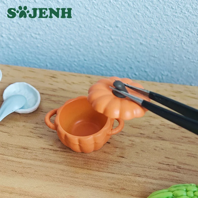Olla de sopa en miniatura para casa de muñecas, Mini olla de calabaza, modelo de juguete, utensilio de cocina, artículos de cocina para decoración de casa de muñecas, juguetes para juego de imitación para niños