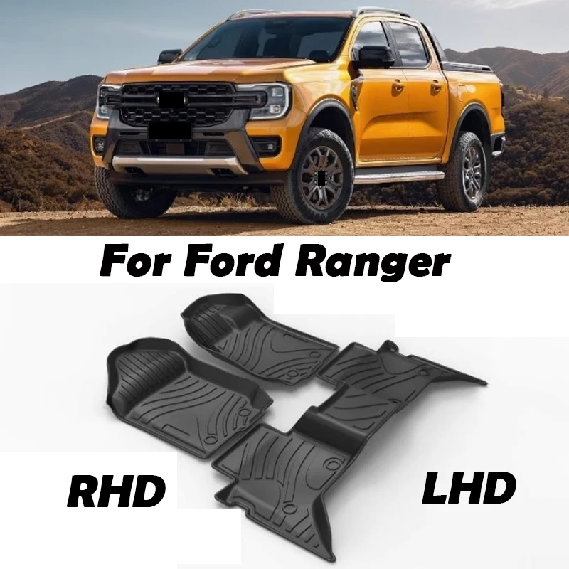 

For Ford Ranger 2012-2025 TPE 3D Car Floor Mats Foot Set Pads All Weather RHD LHD Auto Accessories