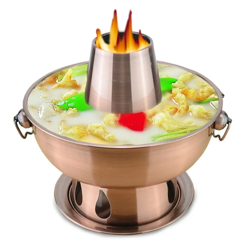 1.8 Liters High Quality  Stainless Steel Hot Pot Chinese Fondue Lamb Chinese Charcoal Hotpot Outdoor Cooker Picnic Cooker