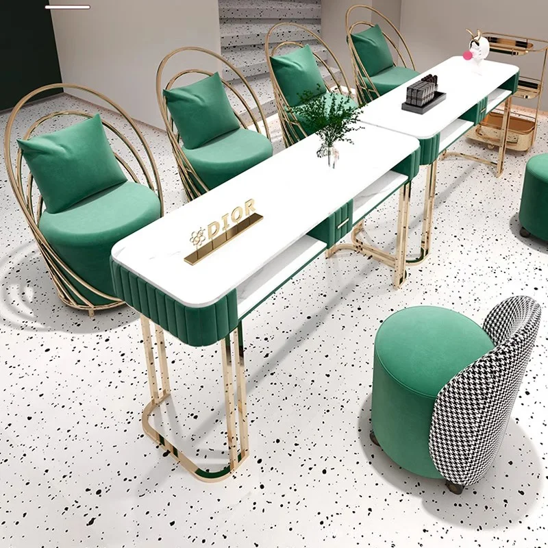 

Nordic Luxury Nail Tables Modern Simplicity Double From Marble Manicure Table Multifunctional Design Salon Furniture Tavolo FYNT