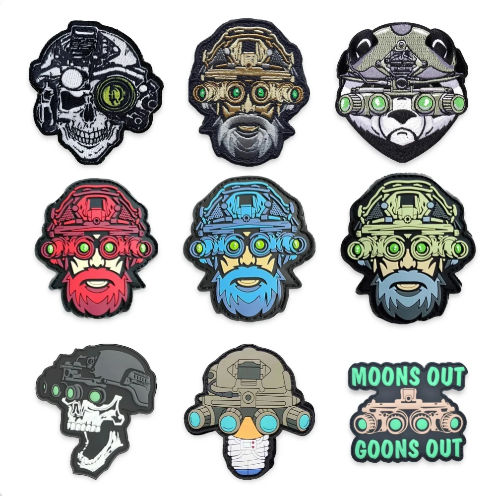 3D PVC Skull Tactical Patch GPNVG18 Night Vision Device Hook and Loop Armband Noctilucence Military  Morale Badge Helmet Patch