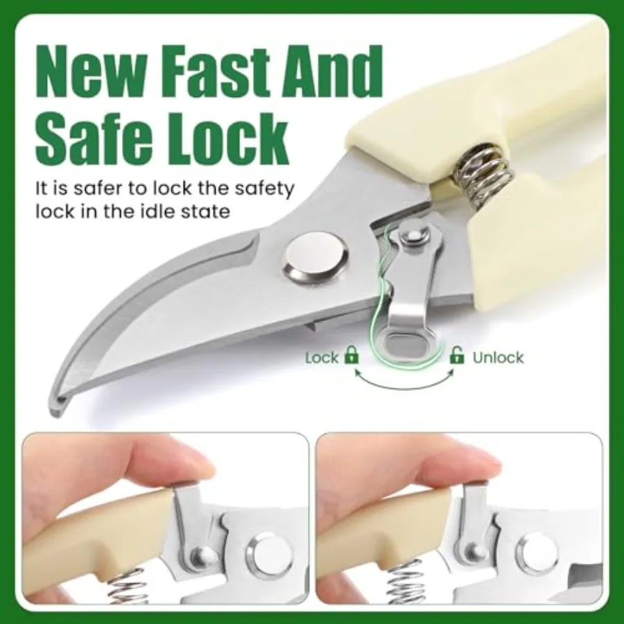 Tijeras de podar afiladas de acero inoxidable, tijeras de jardín de derivación y cortaúñas para recortar ramas, cortaúñas de jardín para