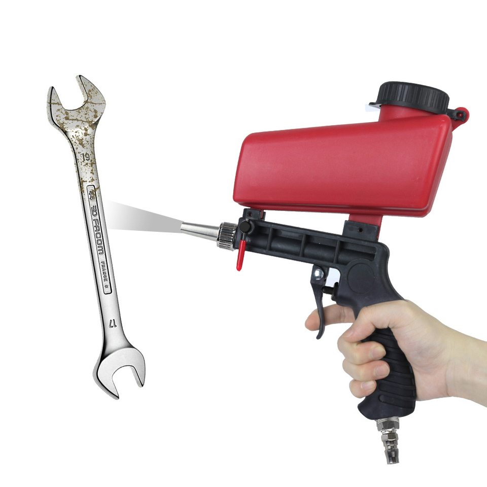  Sandblasting Gun Adjustable Portable Gravity Sand Blaster 90psi Small Sand Blasting Machine Handheld Pneumatic Blasting Gun Set 