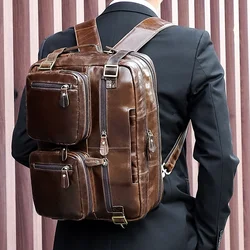 Men's leather handbag Oil wax leather briefcase Computer bag messenger bag