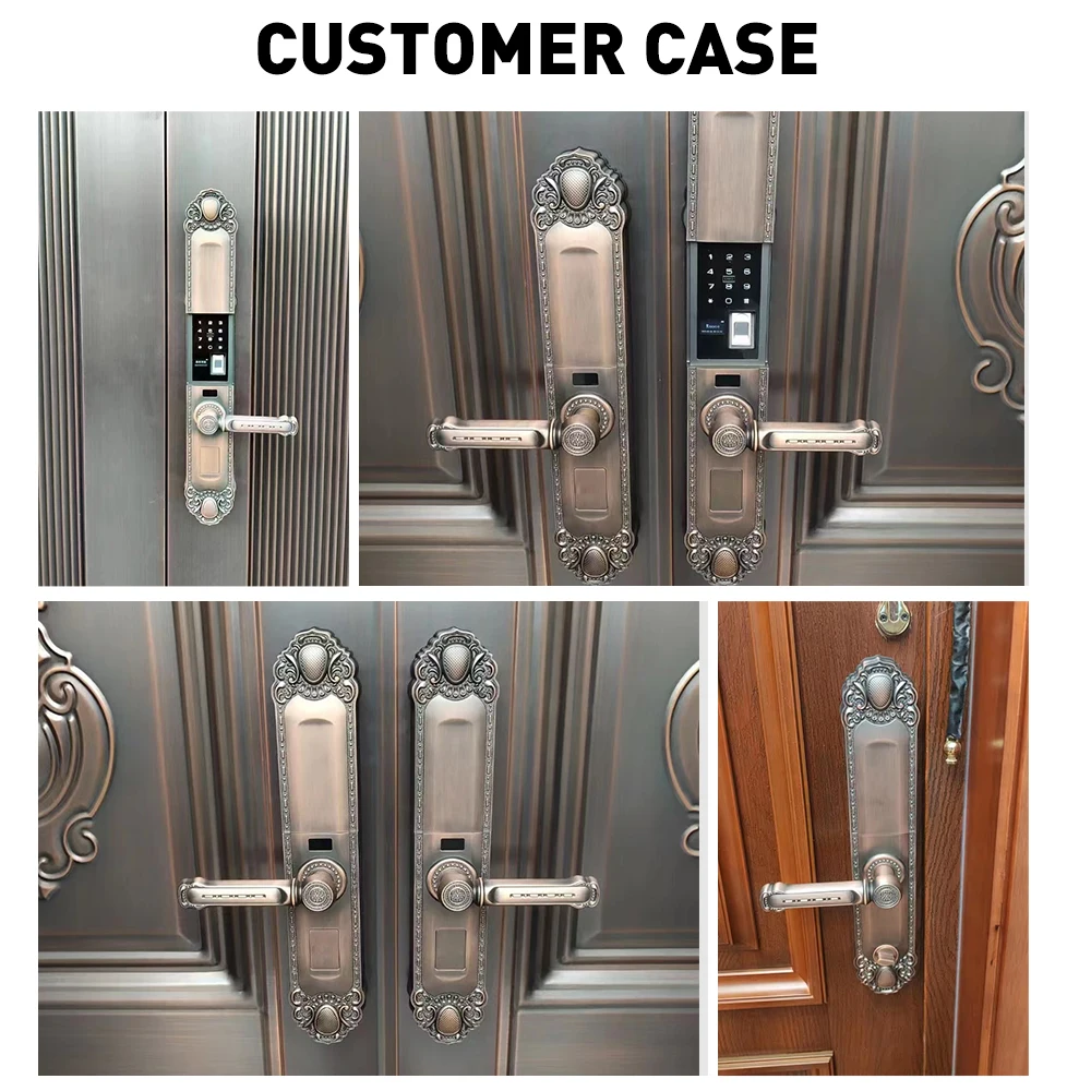 工場メーカーの高級ヴィラヨーロッパTuyaスマートドアロック亜鉛合金指紋リーダーセキュリティ木製ドアクラウド用