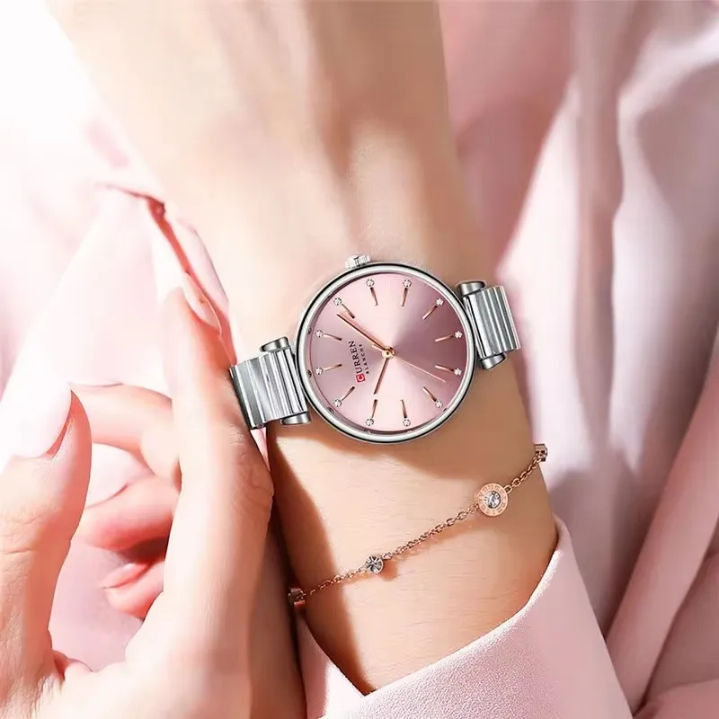 CURREN 9081 Fashion Women Quartz Watch Simple Design Stainless Steel Strap Waterproof Casual Business Ladies Elegant Wristwatch