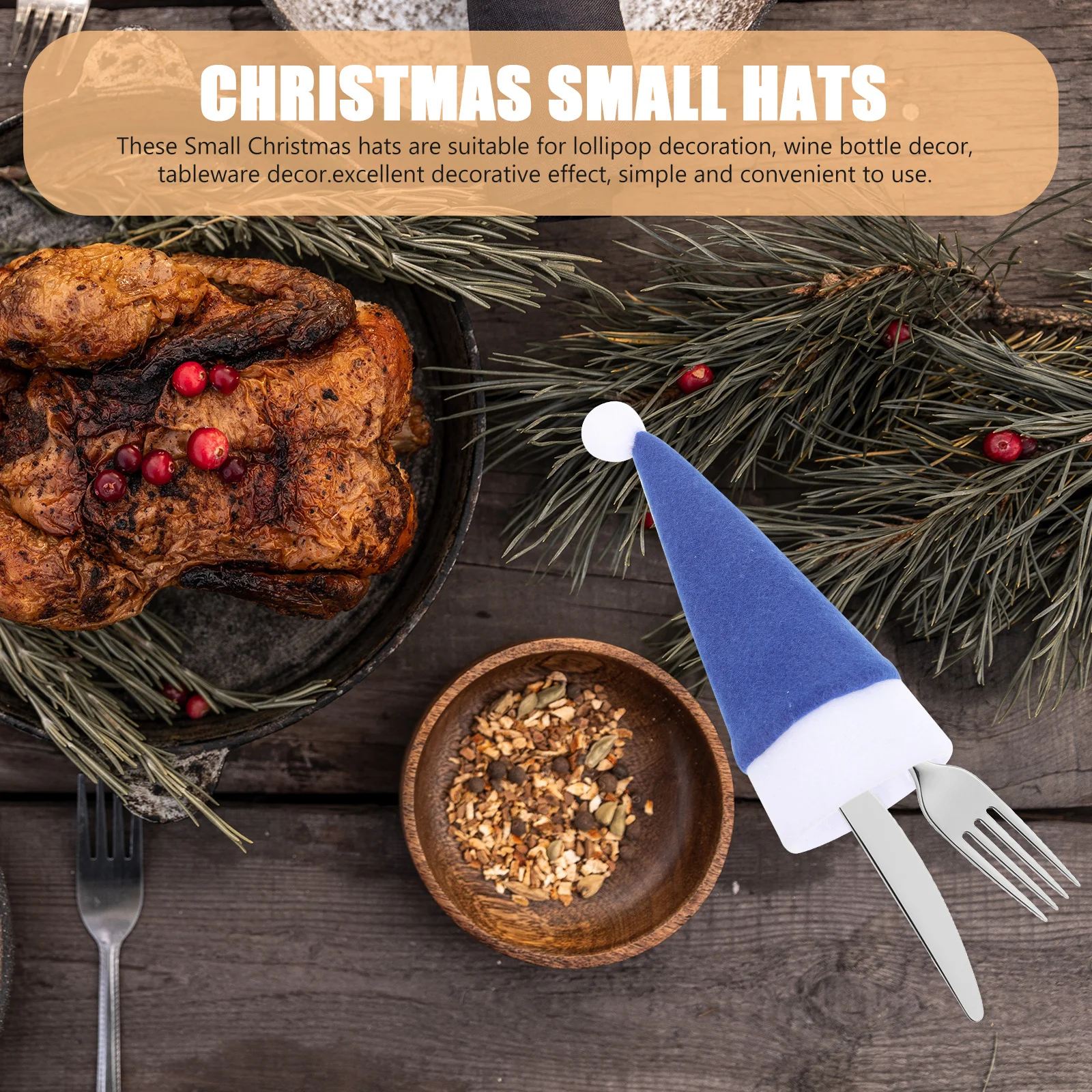 

10Pcs Xmas Small Lollipop Candy Hats Christmas Hat Decorative for Lollipop Candy Wine Bottle Tableware Festival