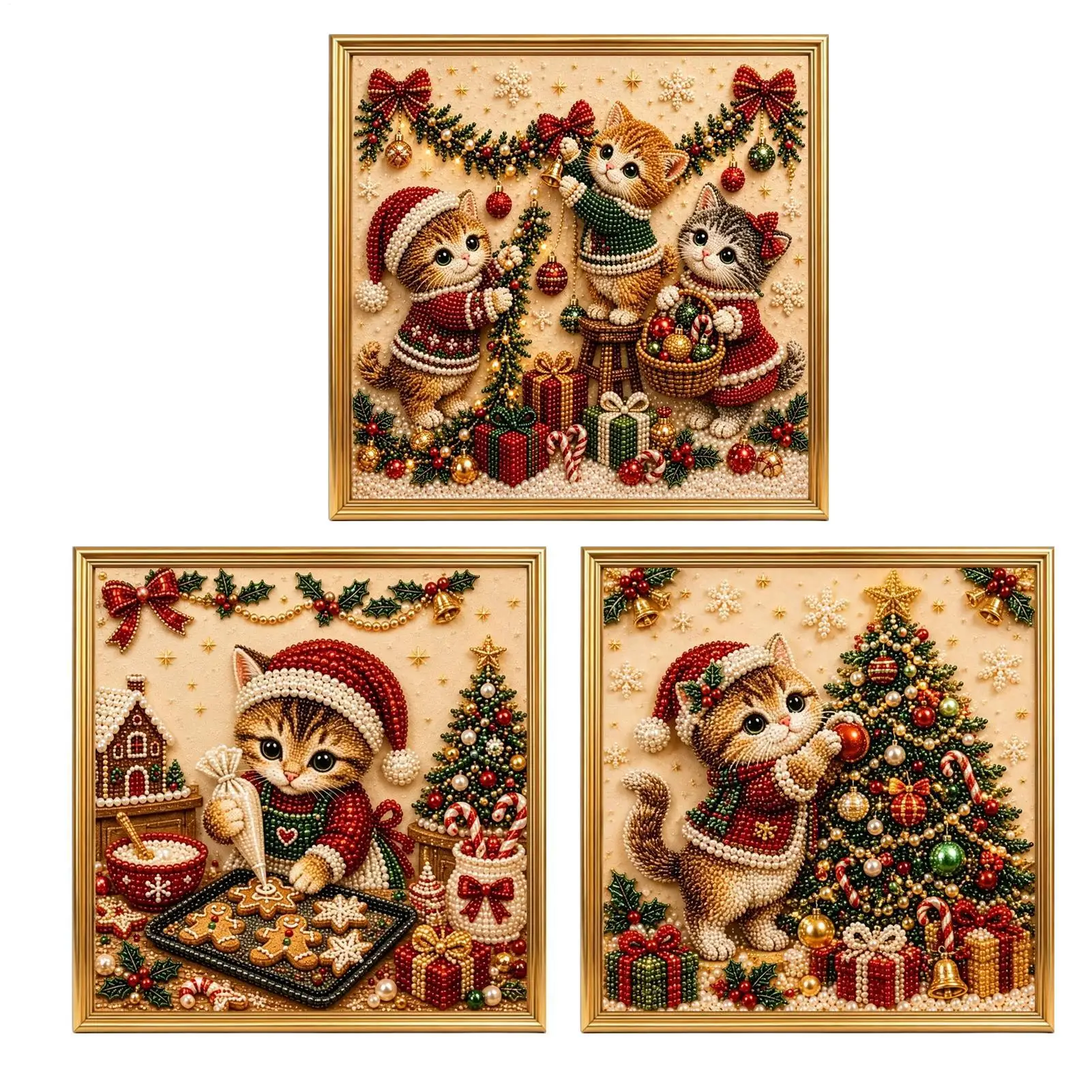Pearl Painting Kits for Adults Beginner-Friendly Cute DIY Christmas Cat Funny Animal Crafting Set for Adults Beginners Home