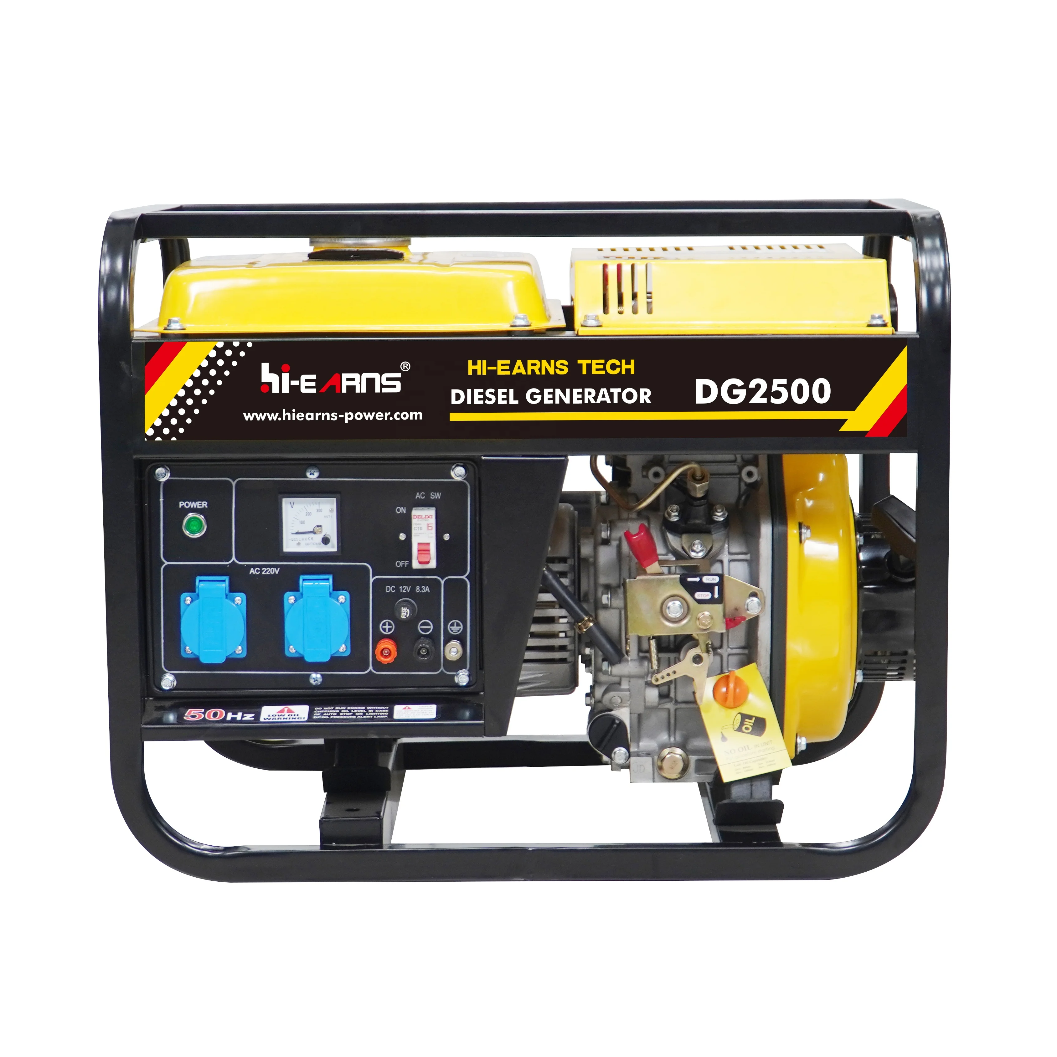 hiearns DG2500 2KVA rechargeable 220 volt generator 1.5KW 2KW 3KW die·sel open type HR173FB engine small generator for sale