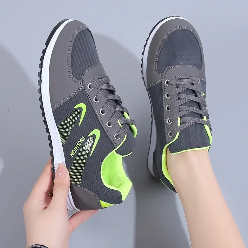 2024 Spring New Women\'s Breathable Mesh Platform Shoes Fashion Lace Up Women\'s Casual Sneakers Outdoor Running Shoes Women Tenis