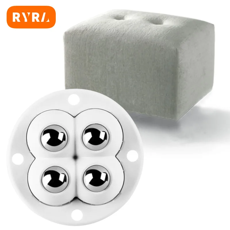 Universal Wheel Mute 4 Beads Ball Self Adhesive Pulley Base For Furniture Storage Box Bedside Table Move Accessories