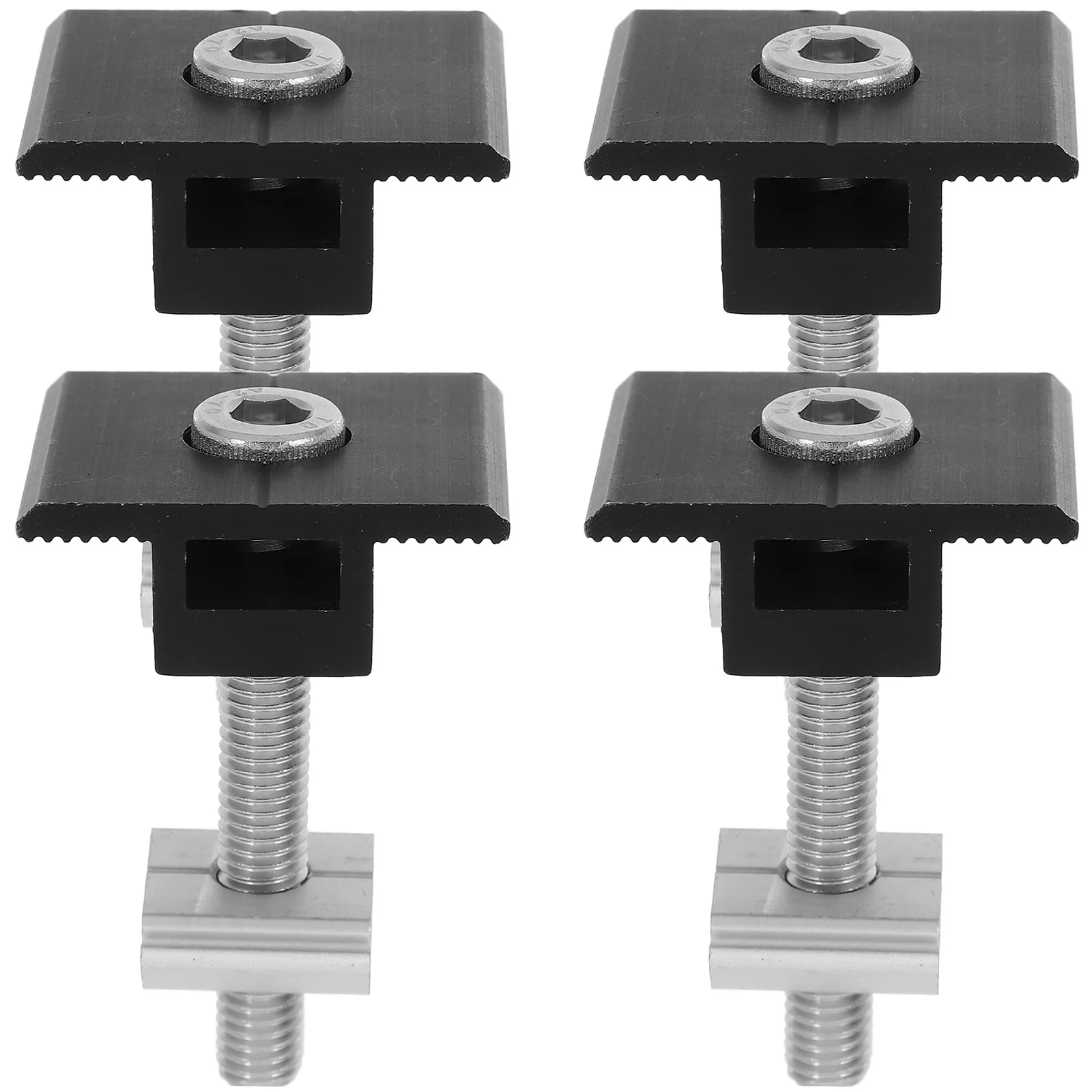 

4pcs Mid Clamp Heavy Duty Aluminum Alloy Pre-Drilled Holes For Secure Solar Panel Mounting On Rv Balcony Solar Panel