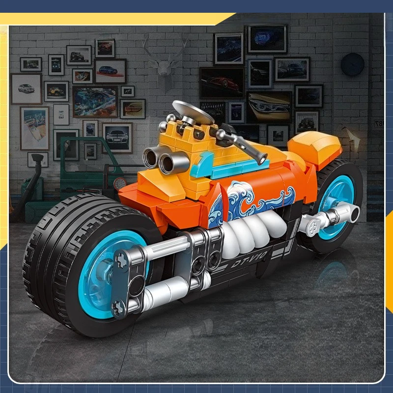 

Крутые новые строительные блоки модели мотоцикла, игрушки для сборки своими руками с мелкими частицами, украшения и подарки