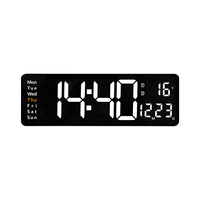 16-Inch LED Digital Display Wall Clock Temperature and Humidity Display European Wall Clock Timer Countdown Timer White